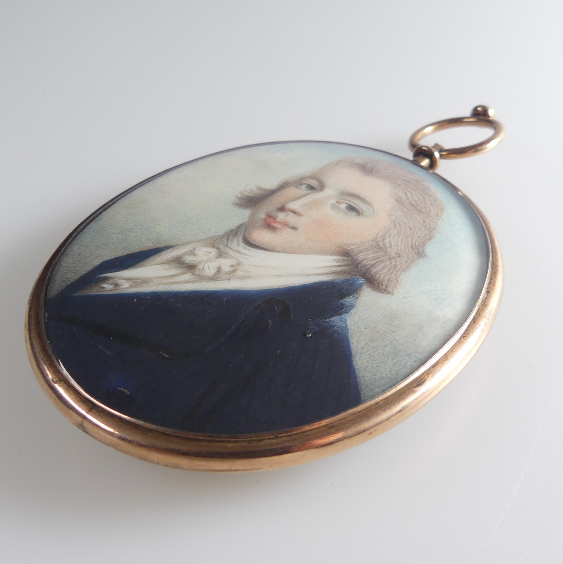 William Thicke (British, fl. 1787-1814), Portrait Miniature of a young Gentleman wearing a blue - Image 2 of 4