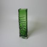 A Geoffrey Baxter for Whitefriars 'Totem Pole' Vase, of meadow green colour, H 26cm.
