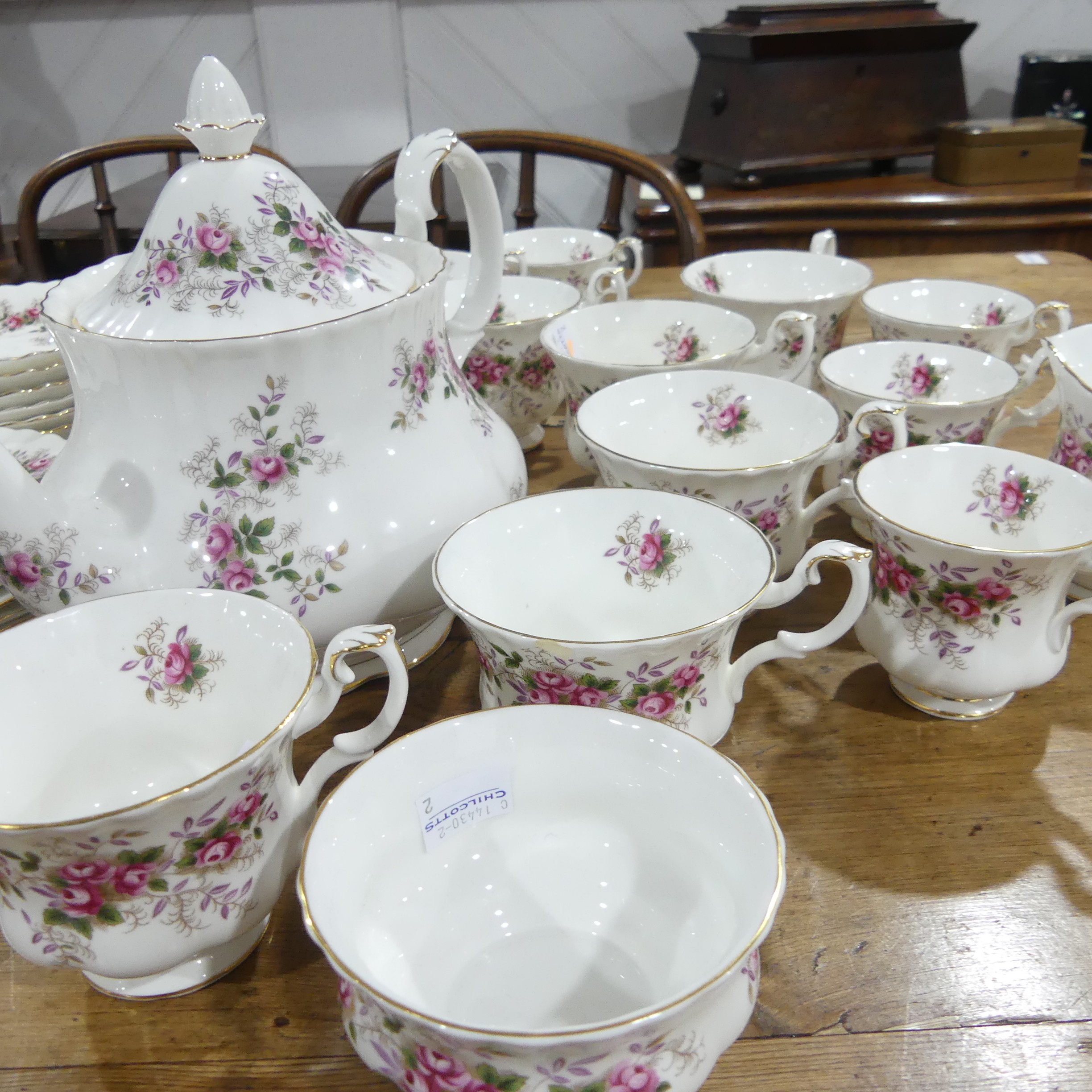 A Royal Albert 'Lavender Rose' pattern Tea and Coffee Service, comprising six Teacups and Saucers, - Image 2 of 11