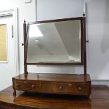 An Edwardian inlaid mahogany Dressing-table swing Mirror with decorative brass, over two trinket