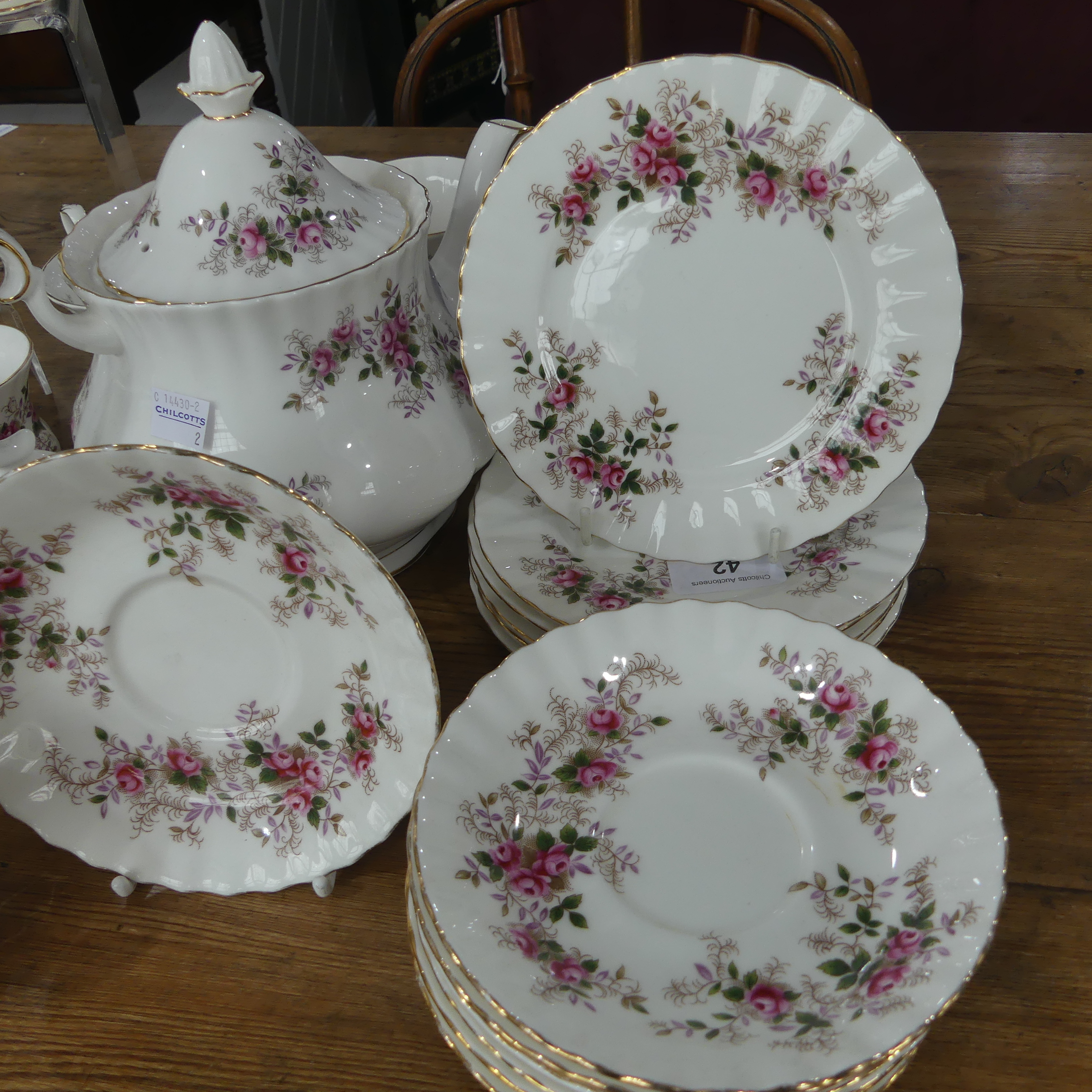 A Royal Albert 'Lavender Rose' pattern Tea and Coffee Service, comprising six Teacups and Saucers, - Image 3 of 11