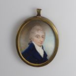 N. Freese (British, active 1794-1814), Portrait Miniature of a Gentleman wearing a blue coat and