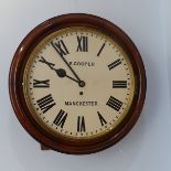 A Victorian mahogany cased dial Wall Clock, the 14-inch painted dial with Roman numerals, signed 'E.