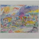 Veni Gligorova-Smith, "Village", limited edition print no.455/500, 36cm x 50cm, framed, together