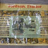 Two circa 1940s Fordson Tractor posters: a 'Sectional Drawing' and a 'Lubrication and Maintenance