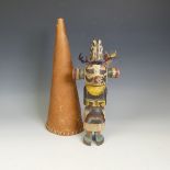 Tribal Artefacts; a 20thC North American Native Indian Hopi tribe Katchina doll, H 34cm, together