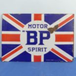 A vintage BP double-sided enamel advertising sign, 'Motor BP spirit', signed 'Franco Signs, London',