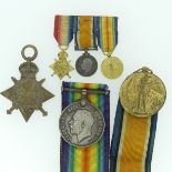 A W.W.I trio of Medals, 1914-15 Star, British War Medal and Victory Medal, awarded to E. C.