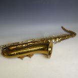 A Dearman 6640 brass plated Saxophone, with mother of Pearl buttons and Selmer mouthpiece, also with