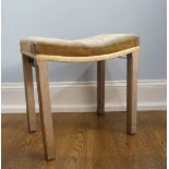 A George VI 1937 Coronation Stool, in limed oak with original faded velvet upholstery, with GR