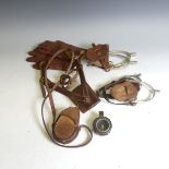 WWI Verners Patent military compass, marked 'F-L No.129401' and dated '1918', in leather carrying
