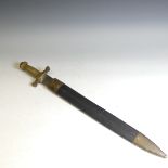 A 19thC Russian Imperial Sword, with brass ringed top and and marked in Cyrillic, L 64 cm.