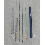 A large collection of Fishing equipment including ; six various fishing rods (Milbro, Rimfly,