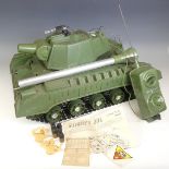De Luxe Topper Toys 'Mighty Joe' plastic battery operated remote control Tank, approximately 90cm