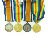 A W.W.I family group of four Medals, two brothers, two pairs of British War Medal and Victory