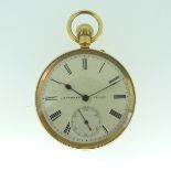 An 18ct gold Pocket Watch, the white enamel dial signed J. B. Yabsley, London, with Roman Numerals