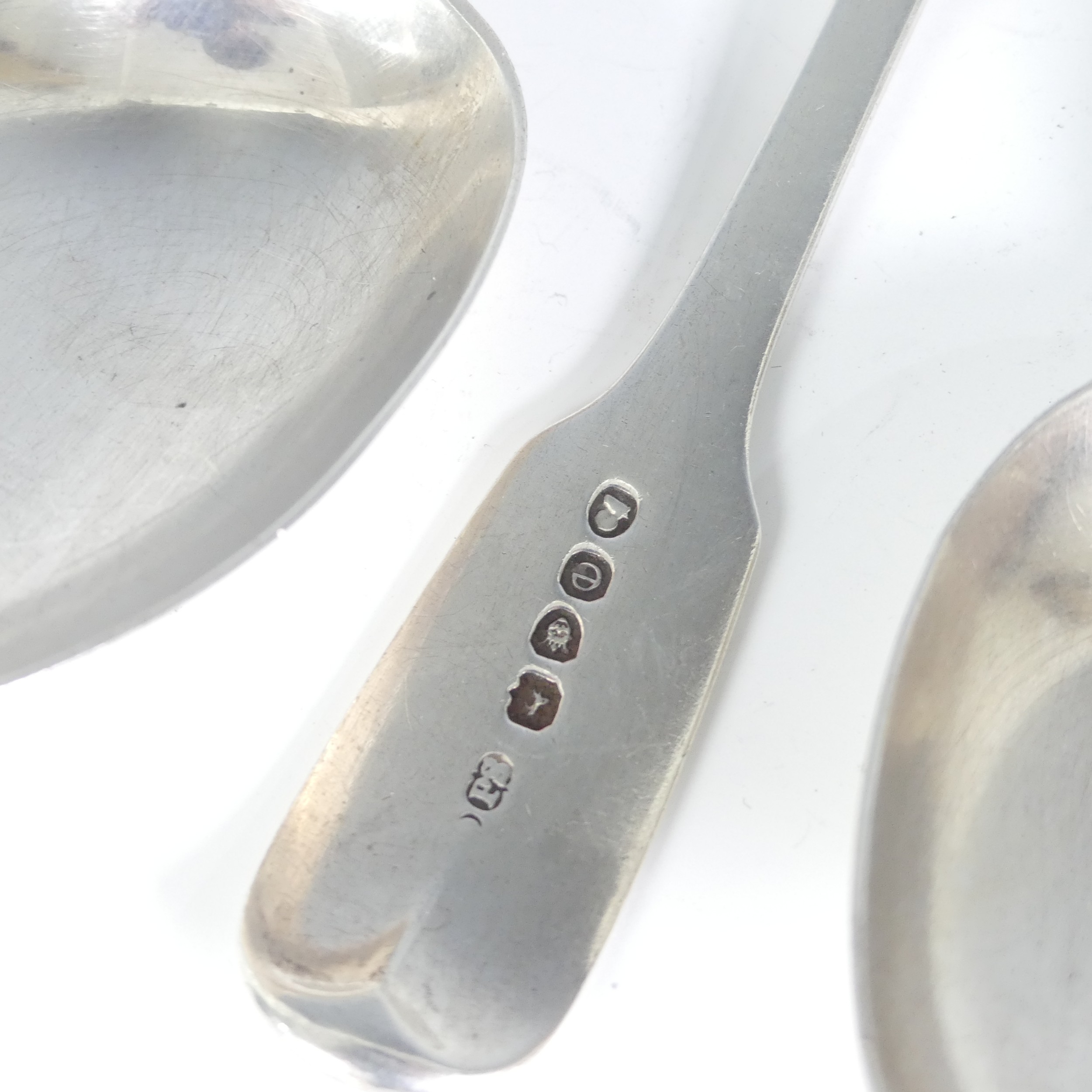 Paul Storr; A set of three George IV silver Dessert Spoons, hallmarked London, 1820, fiddle pattern, - Image 3 of 3