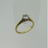 A diamond solitaire Ring, the brilliant cut stone approx. 0.58ct six claw set in 18ct yellow and