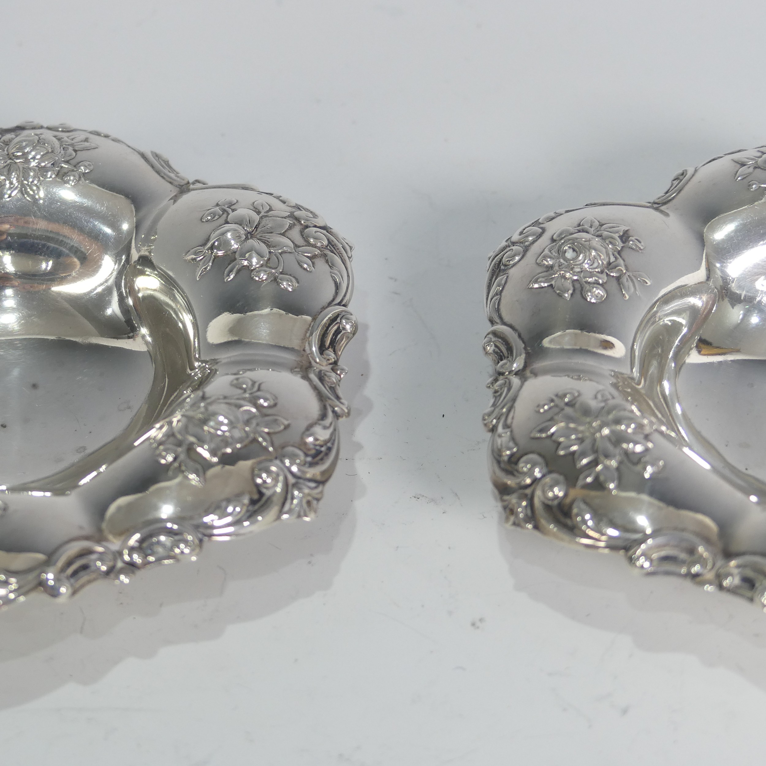 A pair of American sterling silver Bon Bon Dishes, by Gorham Manufacturing Co., of foliate design, - Image 2 of 5