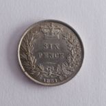 A Victorian Sixpence, dated 1851, good v/f. Provenance; The Jeffery William John Dodman Collection