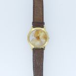 An 18ct yellow gold Eterna 1856 quartz bracelet Watch, model no. 3100.68, on brown leather strap, in