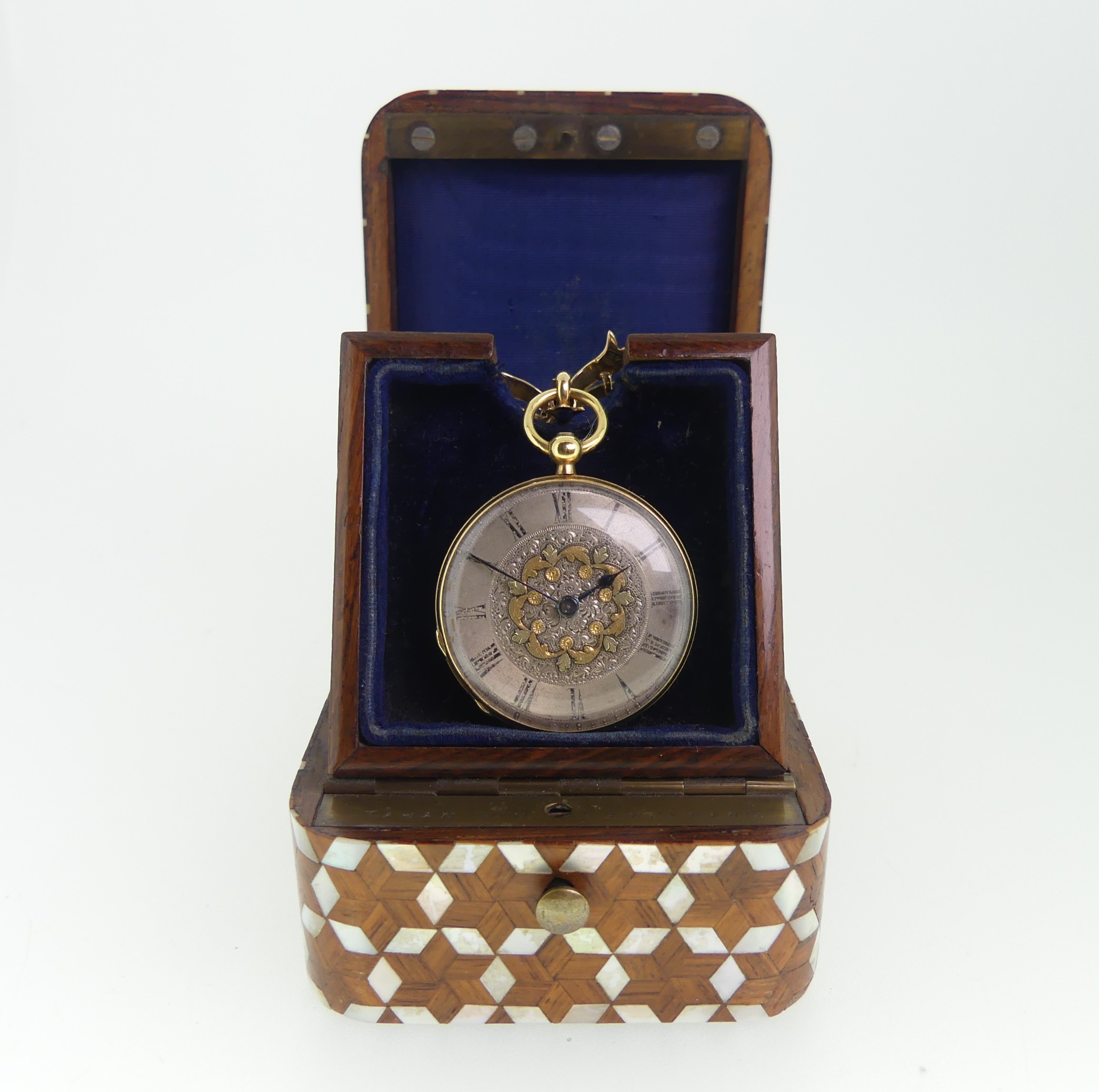 A 19thC Continental 14ct gold, enamel and diamond set Fob Watch, by Rossel & Fils, Geneve, signed on