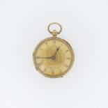A Victorian 18ct gold Pocket Watch, gilt dial with foliate decoration and black Roman Numerals, 18ct