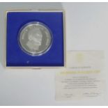 A cased 1974 Panama sterling silver 20 Balboas Coin, with Franklin Mint certificate.