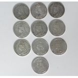 Eight Victorian silver Crowns, dated 1890, together with one 1891 and one 1889 (10)