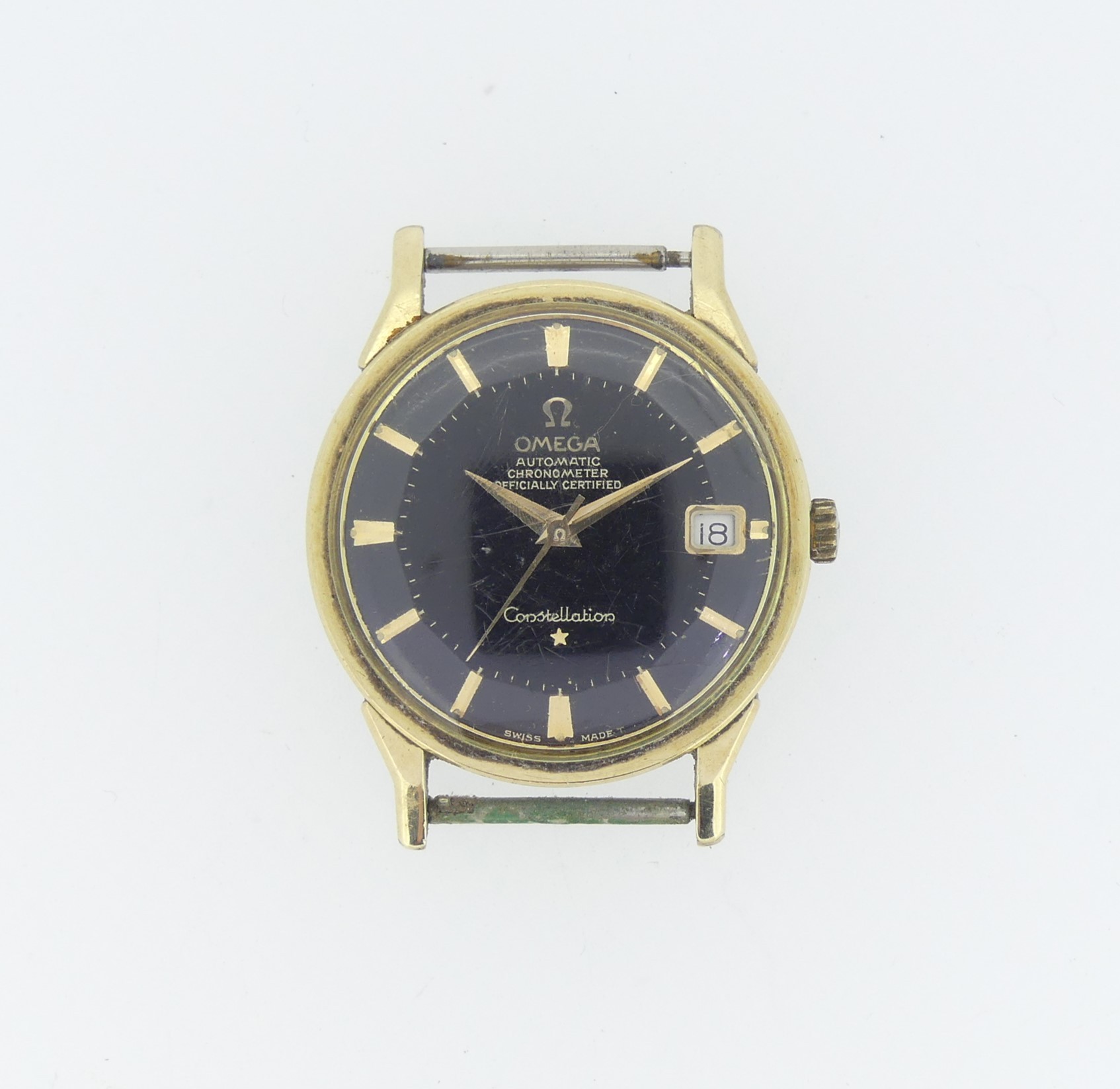 An Omega Constellation gold plated Wristwatch, 168.005, cal.561 movement no. 20952657, black dial