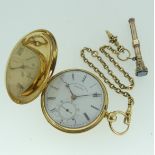 A Victorian 15ct gold hunter Pocket Watch, the white enamel dial with Roman Numerals and