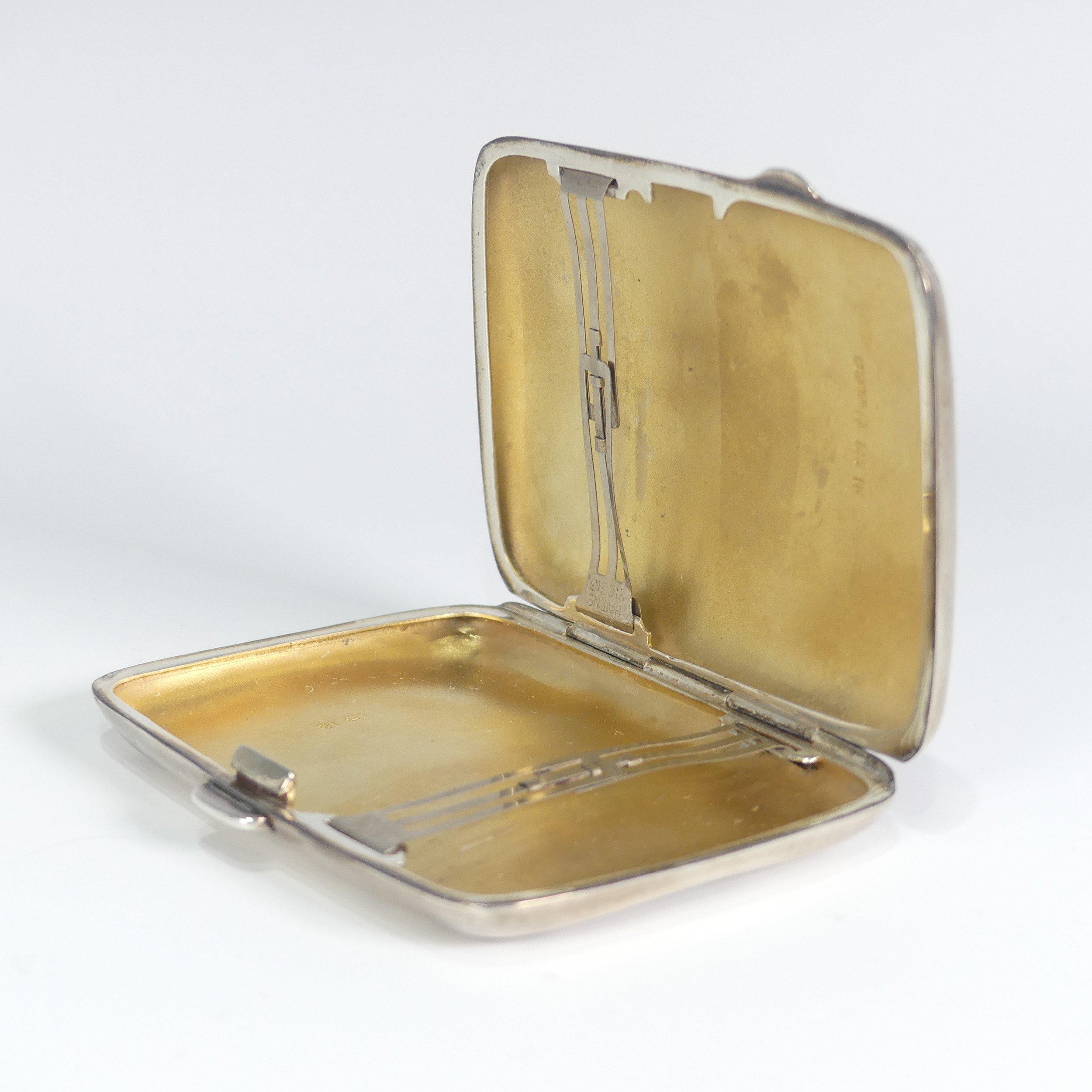 A George V silver Cigarette Case, by Joseph Gloster Ltd., hallmarked Birmingham, 1929, of hinged - Image 3 of 6