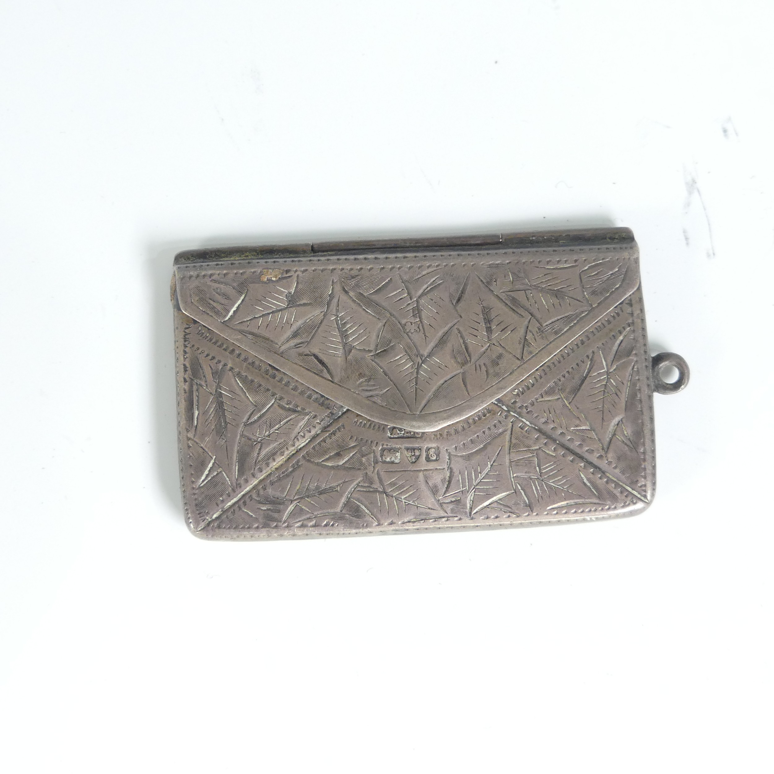 An Edwardian silver double Stamp Case, Chester 1905, of envelope form with foliate decoration, - Image 6 of 6