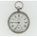 Local Interest; A Victorian silver Pocket Watch, the white enamel dial signed 'W.H.Cornish