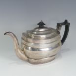 A George III silver Teapot, by Solomon Hougham, hallmarked London 1804, of ovoid form with bands