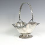 A late 19thC Continental (800) silver swing handled Basket, of shaped oval form with fluted