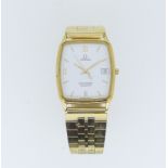 An Omega gold-plated Seamaster quartz gentleman's Wristwatch, the rounded rectangular dial with