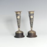 A pair of late 19thC Chinese export silver Vases, by Wing Nam & Co., Hong Kong, of conical form with