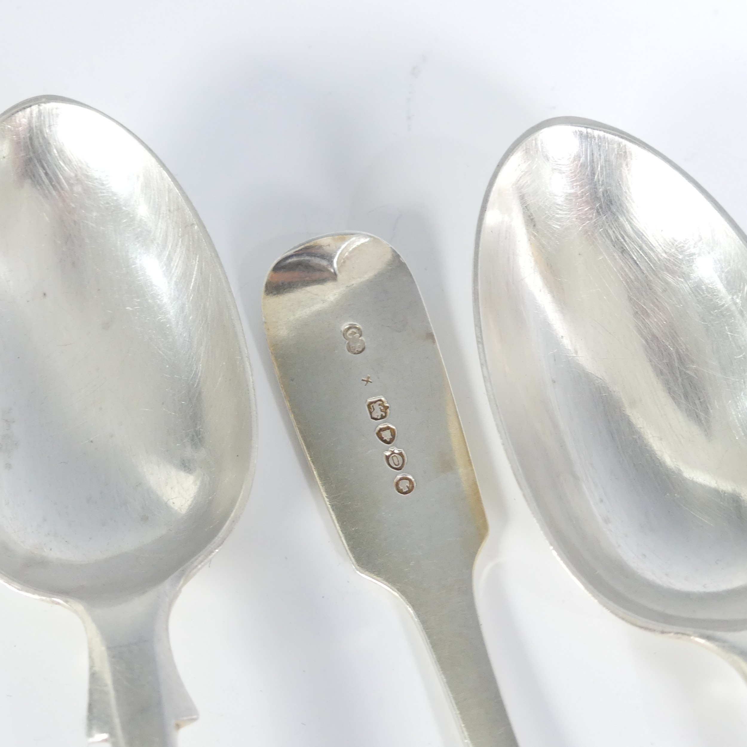 A set of six Victorian silver fiddle pattern Dessert Spoons, by Charles Boyton (II), hallmarked - Image 4 of 4