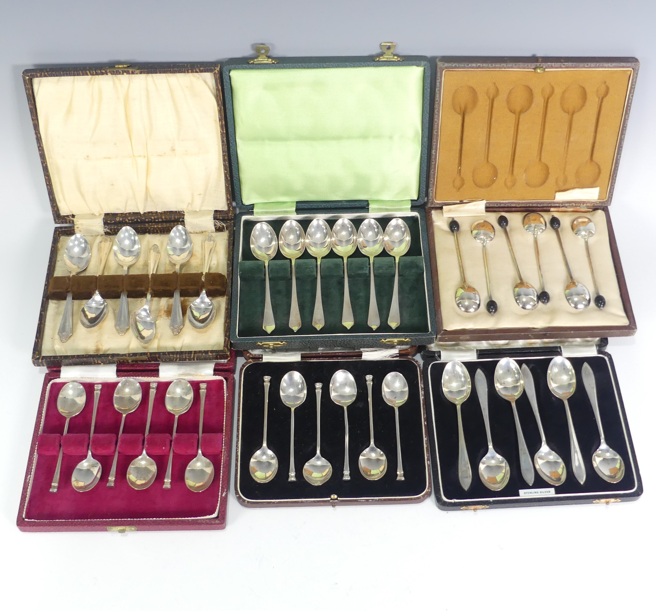 A cased set of six George VI silver Coffee Spoons, by R F Mosley & Co., hallmarked Sheffield 1946,