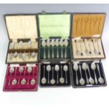 A cased set of six George VI silver Coffee Spoons, by R F Mosley & Co., hallmarked Sheffield 1946,