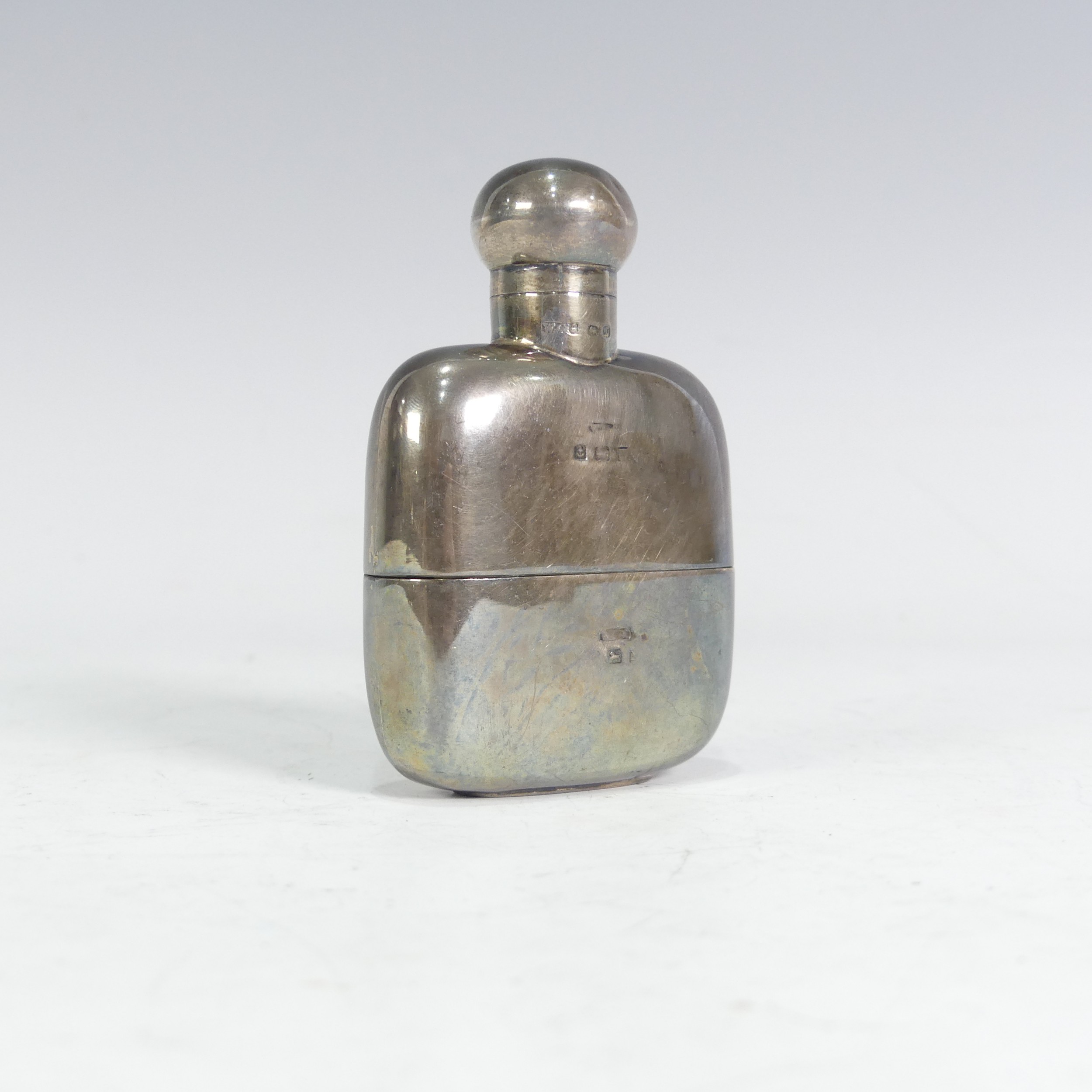 A George V silver Hip Flask, by Wilfred Chidlaw Griffiths, hallmarked Birmingham, 1922, of small - Image 2 of 6