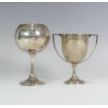 An early 20thC Anglo - Indian silver Trophy Cup, by Barton, Son & Co., of plain goblet form, with