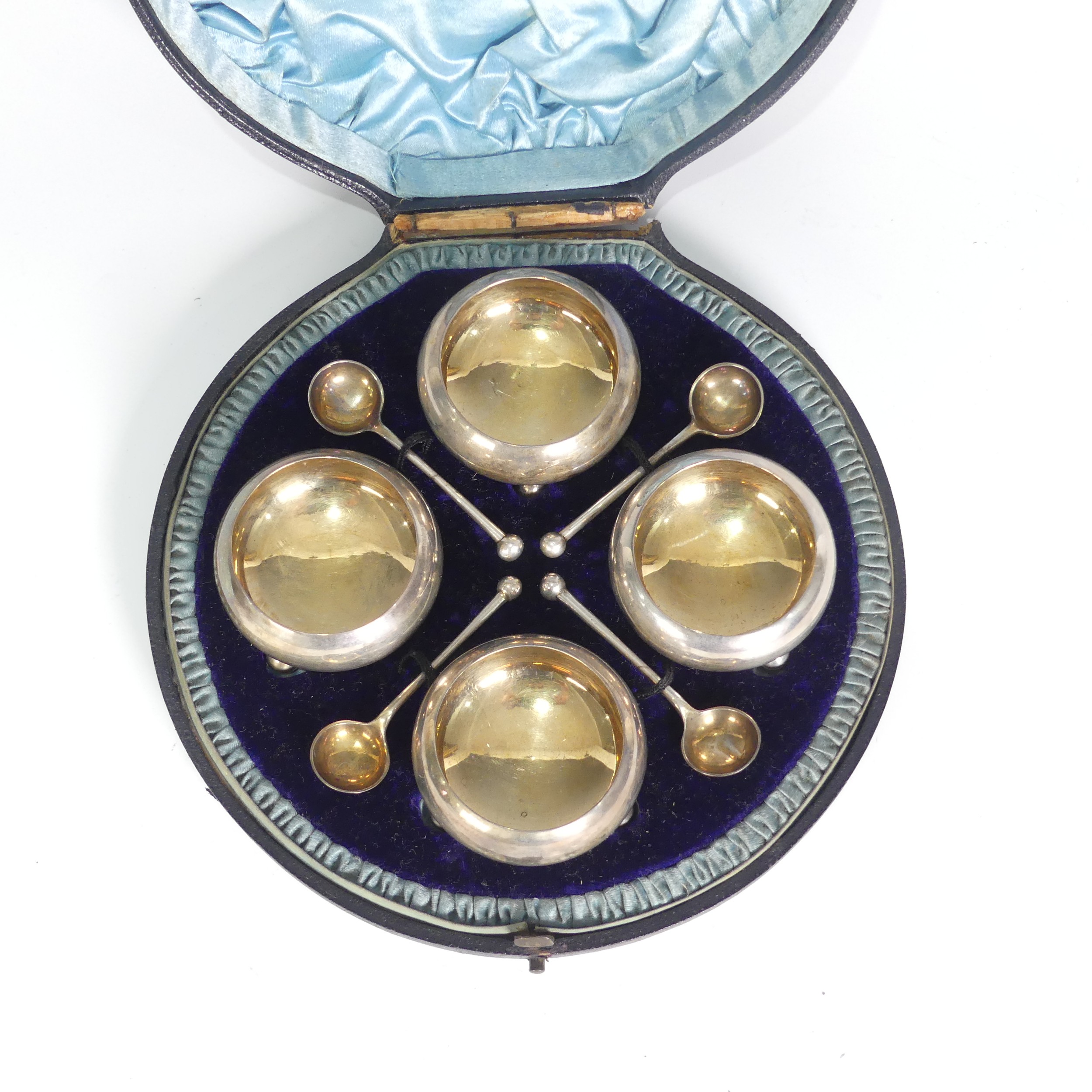 A cased set of four Victorian silver Open Salts, by Atkin Brothers, hallmarked Sheffield, 1886/7, of - Image 3 of 5