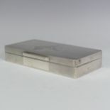 A George VI silver Cigarette Box, by A Wilcox, hallmarked Birmingham, 1950, of hinged rectangular