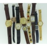 A quantity of Wristwatches, manual and quartz, including 9ct gold Laco-Sport, lacks second hand,
