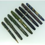 Conway Stewart 77 fountain pen, green herring bone, in new unused condition with paper collar type