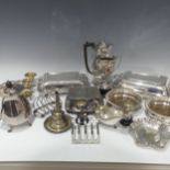 A quantity of Silver Plate, including entree dishes, salver, bottle coaster, flatware, etc., (a lot)