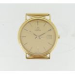 An Omega 18ct gold quartz gentleman's Wristwatch, the gilt dial with baton markers and date