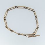 A 9ct rose gold 'Albert' Watch Chain, with T-Bar and clip, 33cm long, 26g.